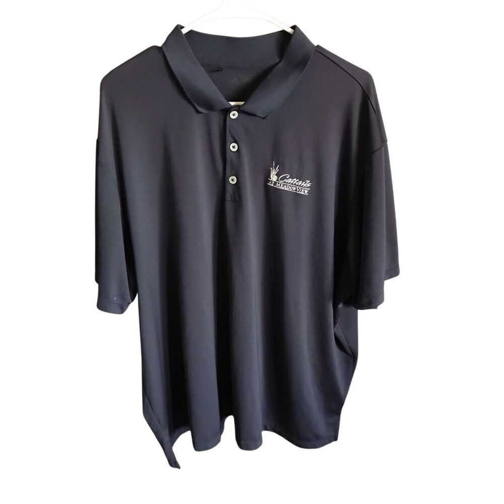 Adidas Golf Navy blue polo shirt men’s SZ 2XL Cattails logo athletic